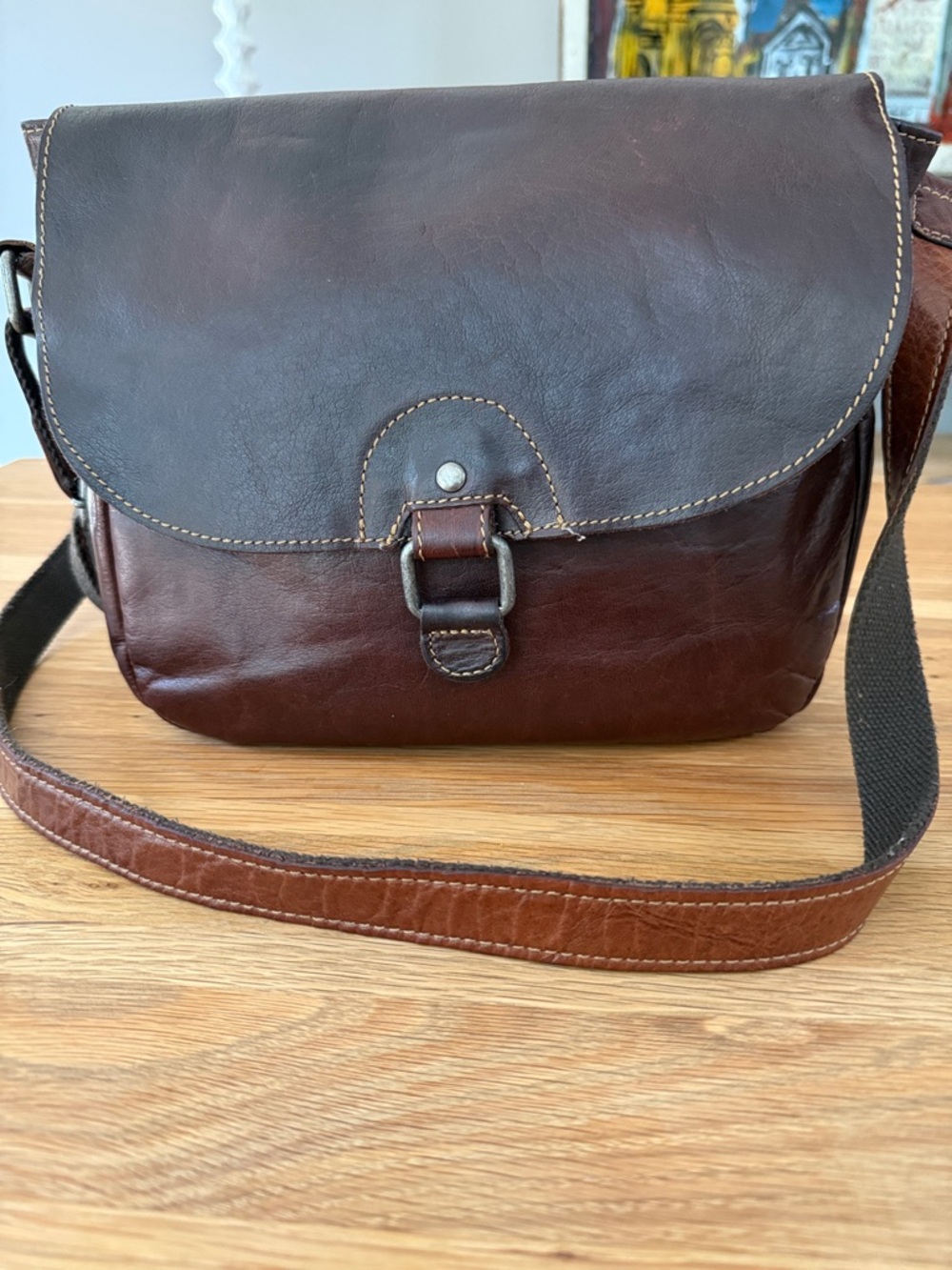 Jack Georges Voyager Horseshoe Crossbody Bag, Hand Stained Leather